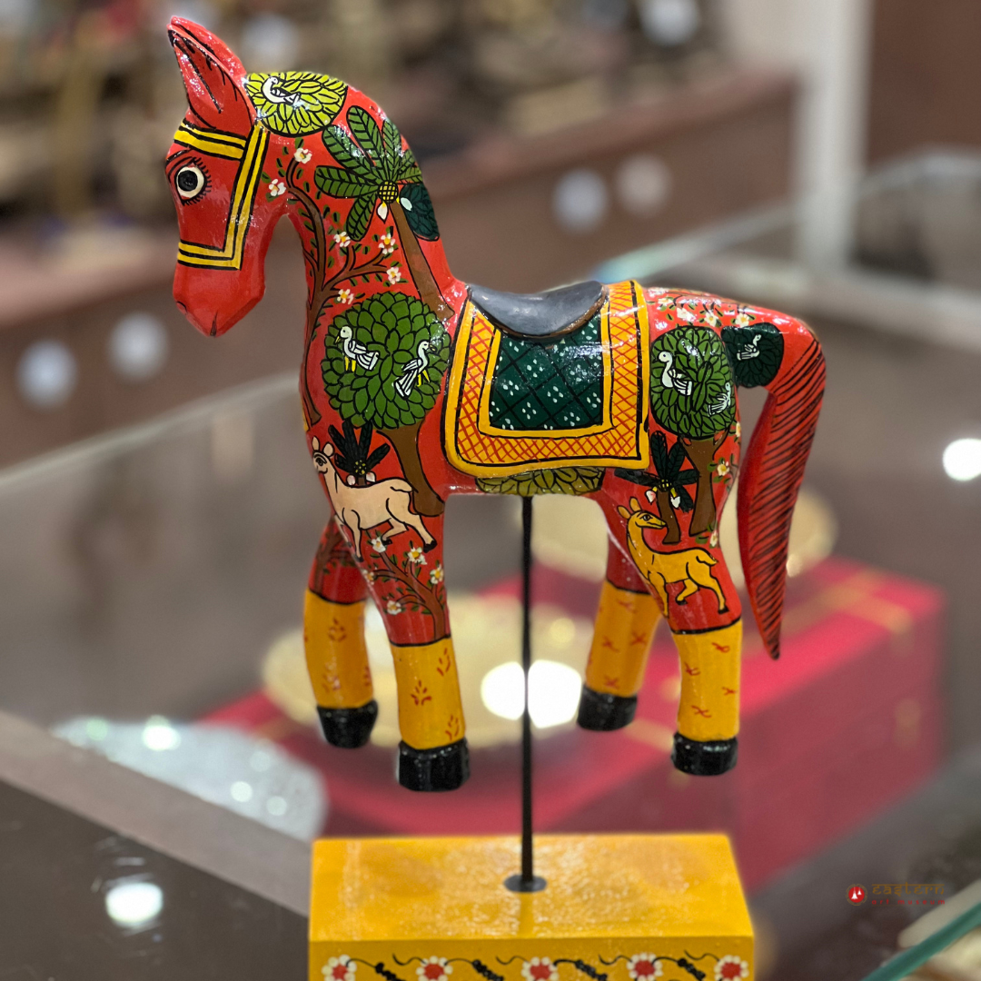 Handcrafted Red Rajasthani Horse Statue
