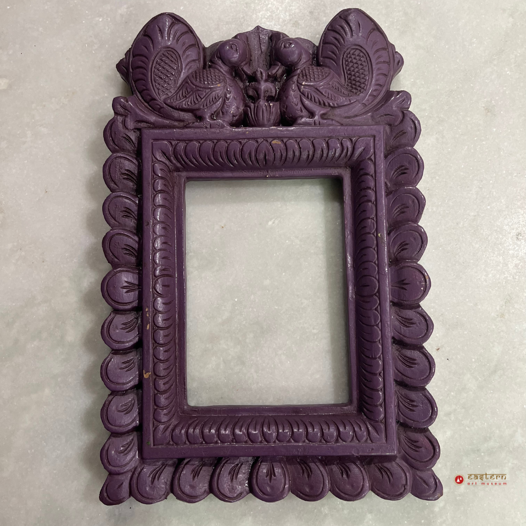 Authentic Vangai Wood Purple Color Painted Mirror Frame