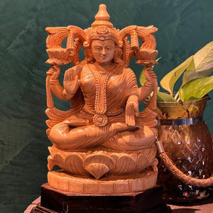 Lakshmi Devi Idol made out of White cedar wood
