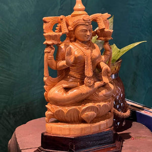 Lakshmi Devi Idol made out of White cedar wood