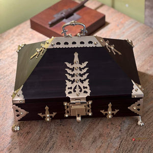 Elegant Wooden Multipurpose Box with Brass Accents