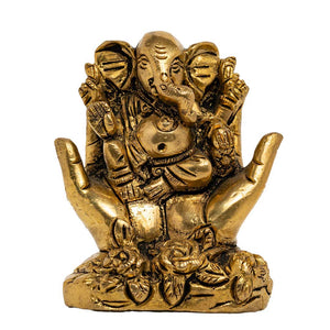 Brass Ganesha Statue - Handheld God Figurine