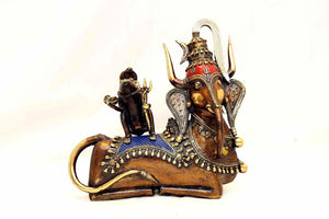 Brass & Bell Metal Shiva Ganesh Gond Art Sculpture.