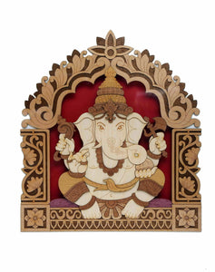 Handcrafted Ganesha Frame- Exquisitely Carved from Natural Wood