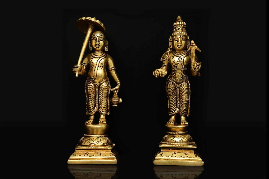 Brass Dasavatar statues on Wooden Frame