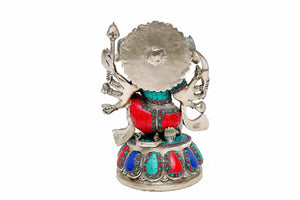 Brass Panchamuka Hanuman With Silver Stone Work