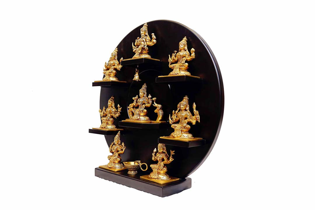 Brass Ashta Lakshmi on Wooden Frame