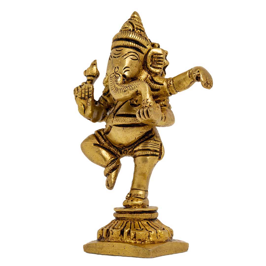 Handcrafted Brass Dancing Ganesha Statue for Home Decor