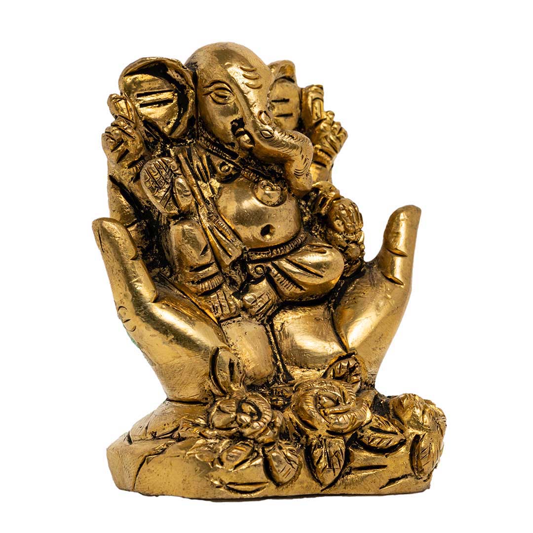 Brass Ganesha Statue - Handheld God Figurine