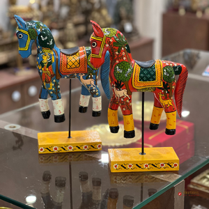 Handcrafted Blue Rajasthani Horse Statue