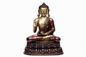 Antique Brass Finish Buddha Statue with Blessing Hand