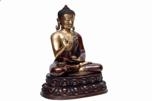Antique Brass Finish Buddha Statue with Blessing Hand
