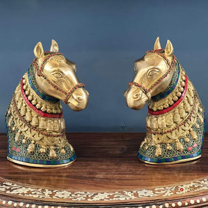 Elegant Brass Horse Head Sculpture