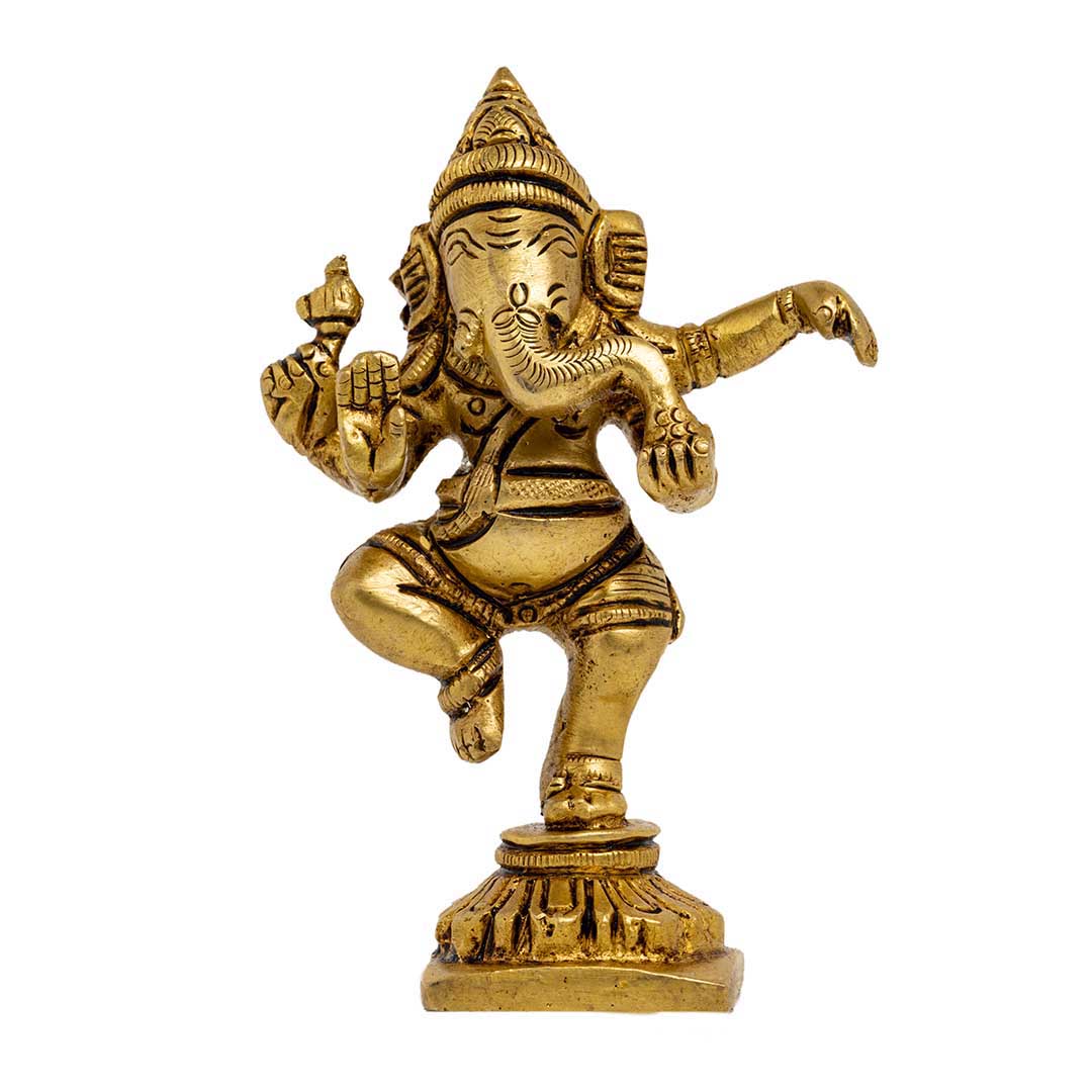 Handcrafted Brass Dancing Ganesha Statue for Home Decor