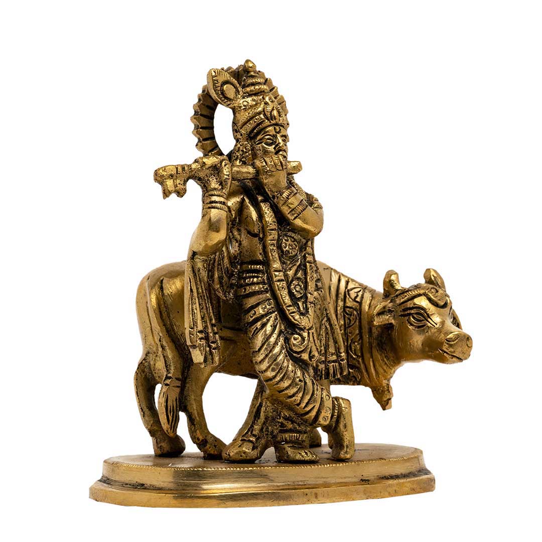 BRASS MINI COW KRISHNA
