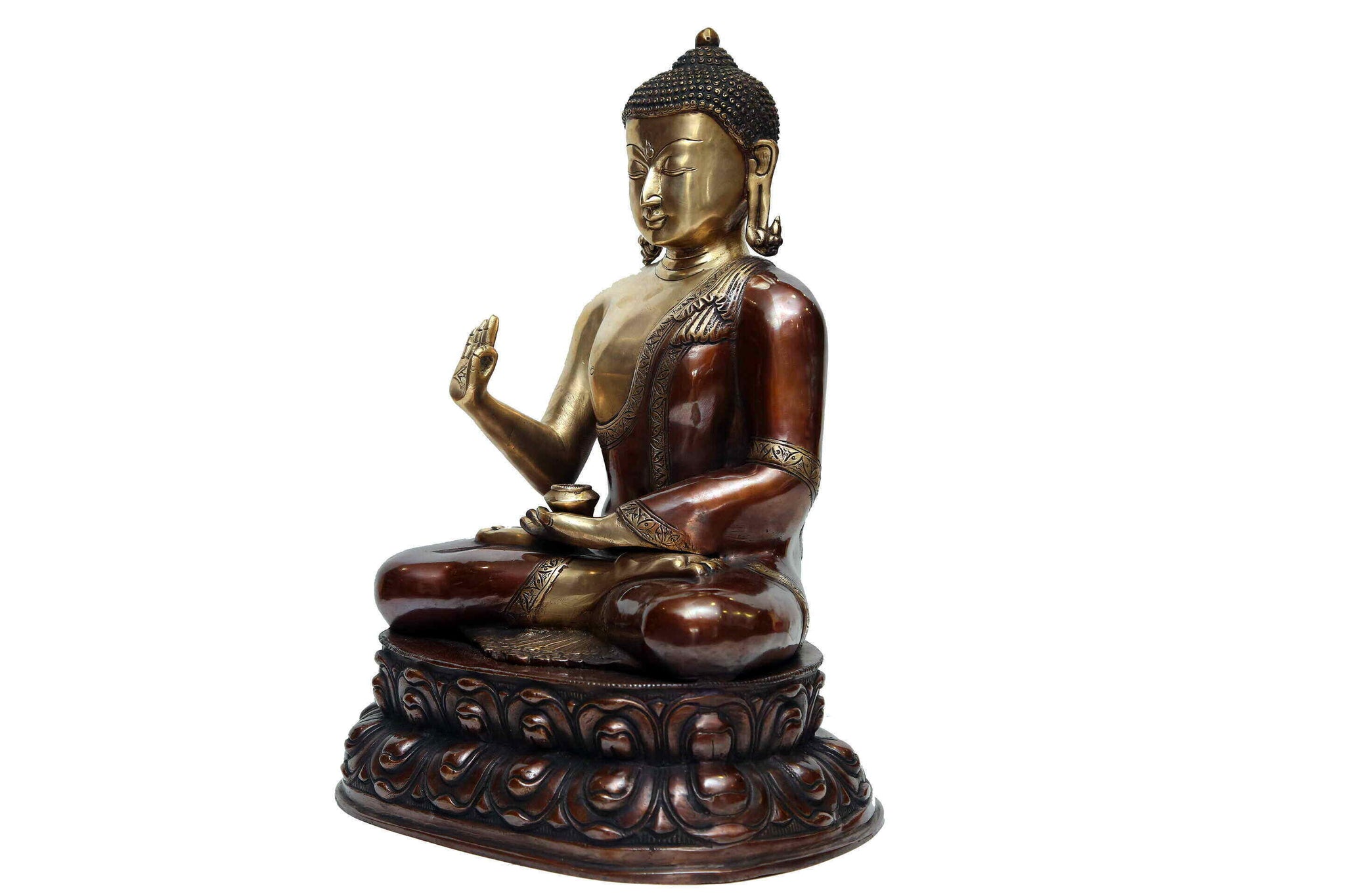 Antique Brass Finish Buddha Statue with Blessing Hand